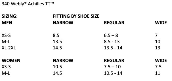 Hely & Weber Webly Achilles TT sizing
