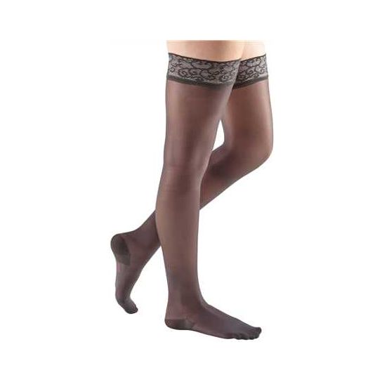 Mediven Sheer & Soft 30-40 Thigh High Lace Top Band Charcoal