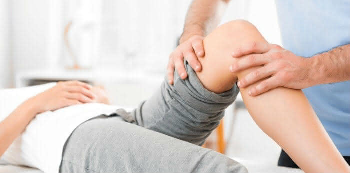 A person having knee treatment