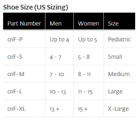 FP Walker sizes