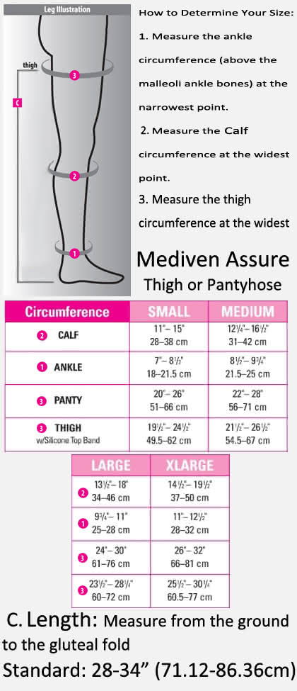 Mediven Assure Size Chart