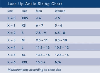 Breg Lace Up Ankle Brace sizing