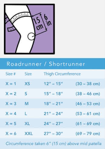 breg shortrunner knee brace size