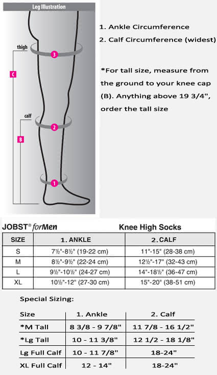 Jobst Travel Socks Size Chart