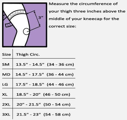 Mueller Wraparound Knee Brace Deluxe sizing chart