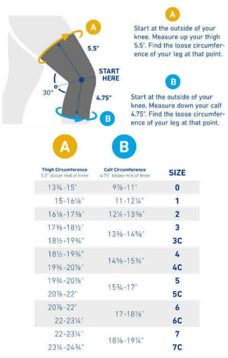 Genutrain Knee Brace Size Chart