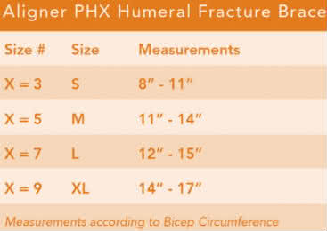 breg aligner phx humeral fracture brace sizing