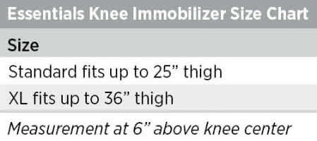 Knee Immobilizer Size Chart