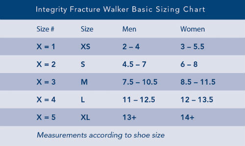 Breg Integrity Fracture Walker sizing