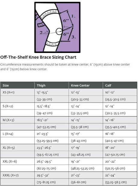 Donjoy Size Chart