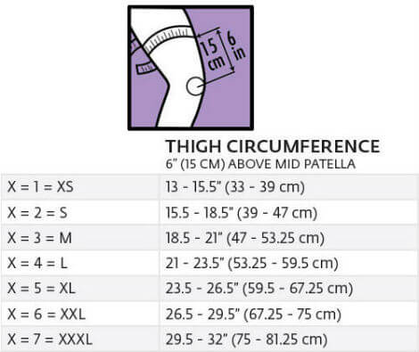 Donjoy Size Chart