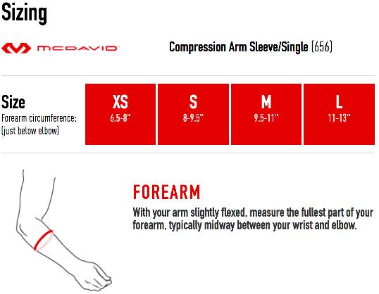 McDavid Compression Arm Sleeve 656 sizing