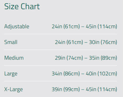 Peak Scoliosis Bracing System sizing