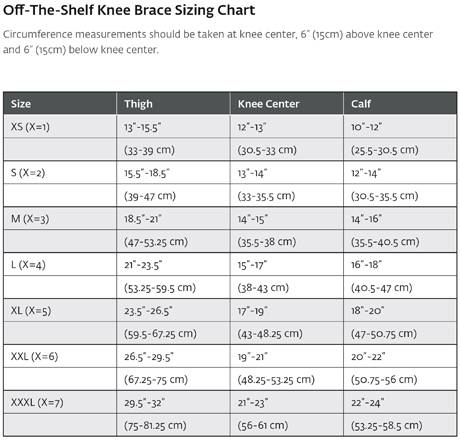 Procare Stabilized Knee Support sizing